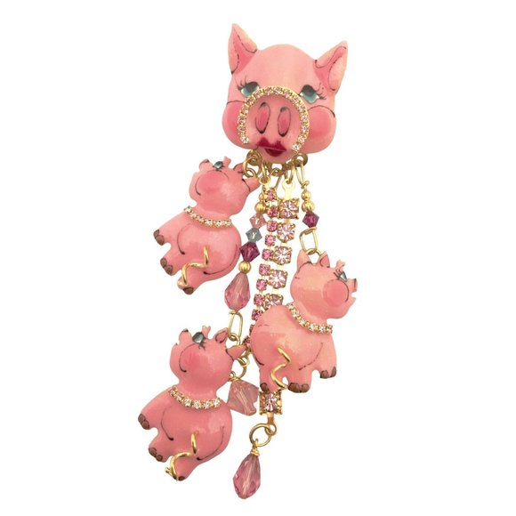 Lunch at the Ritz Earrings Couture This Little Piggy Whimsical Jewelry - Picture 4 of 7